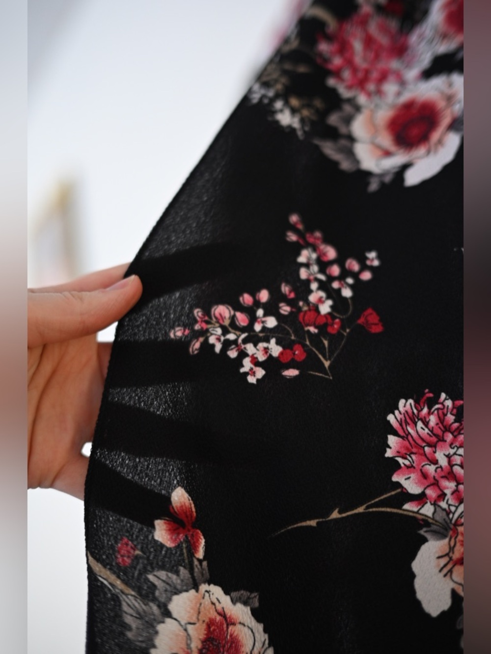 Black Floral Ruffle Kimono Jack & Missy - OS Whimsigoth Fairycore Emo - Picture 4 of 9